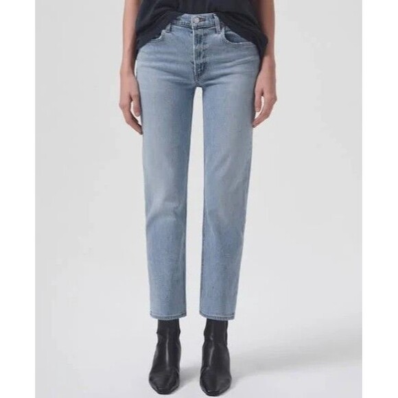 AGOLDE Kye Mid Rise Straight Crop Jeans Womens Size 26 Light Wash Preppy 26 ins. - Picture 1 of 11